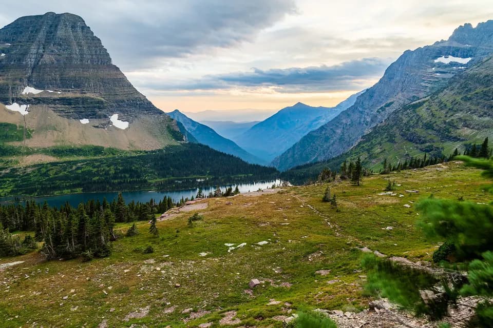 Bearhat Mountain over Hidden Lake in Glacier National Park